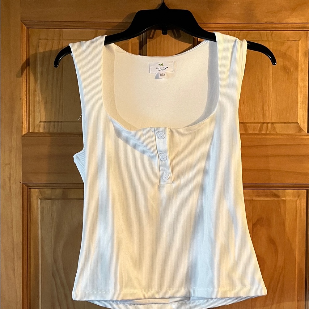 Classic White Ribbed Tank Top